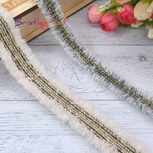 BRISTLEGRASS 1 Yard 3/4" 20mm Gold Glitter Braided Crochet Lace Trim Soft Macrame Plush Ribbon Fabric Costume Dress Sewing Craft
