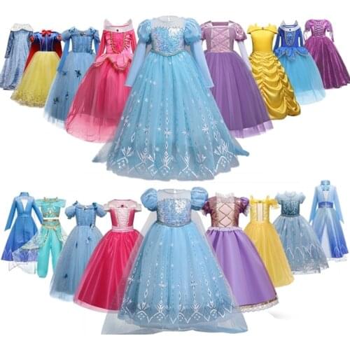 Halloween Cosplay Dresses For Girls Kids Carnival Princess Costume Children Winter Long Sleeve Sequin Disguise Clothing Dress Up