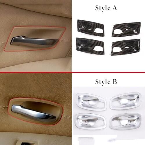 For BMW 5 Series E60 2004-2010 ABS Carbon Fiber Car Inner Door Handle Bowl Decoration Cover Protect Sticker Interior Accessories