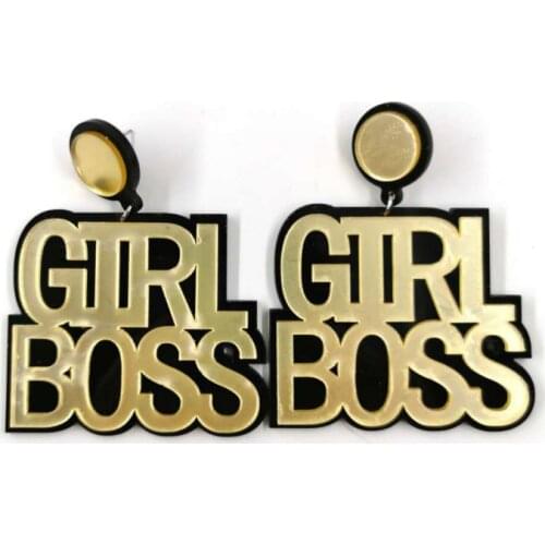 Duftgold New Hiphop Mirror Letter Girl Dangle Drop Earrings Fashion Acrylic Big Earring for Women Jewelry Accessories Oorbellen