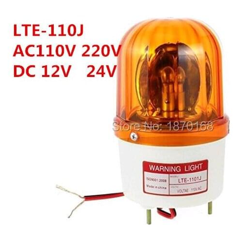 Yellow Warning Light DC12V 24V AC110V 220V 10W Halogen Bulb Industrial Rotary Signal Lamp LTE-1101J (Dome Case)