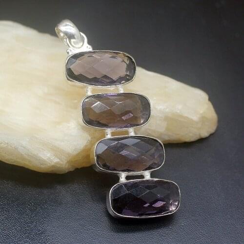 Gemstonefactory Jewelry Big Promotion 925 Silver Marvelous Shiny Purple Amethyst Women Ladies Gifts Necklace Pendant 0482