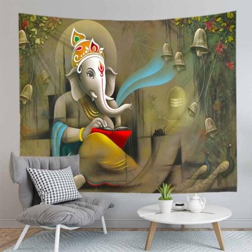 Indian Buddha Statue Tapestry Wall Hanging Walls Cloth Lord Ganesha Tapestries Psychedelic Yoga Carpet Home Decoration