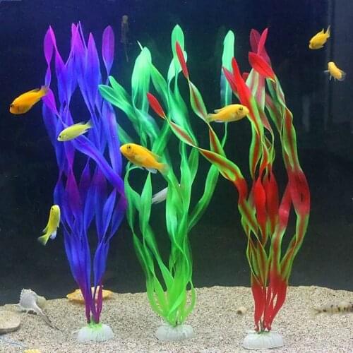 1PC Aquarium Fish Tank Artificial Plastic Water Grass Plants Decoration Seaweed for aquarium Purple Green Landscaing Ornaments