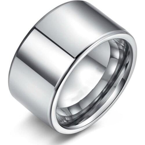 Fashion Simple 12mm Wide Face Ring High Quality Jewelry Suitable for Boyfriends Husbands Engagement Wedding Anniversary Gifts