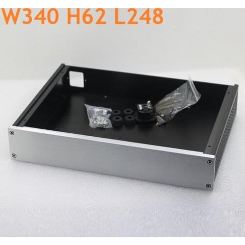 DAC Decoding Shell Amplifier Chassis Housing DIY Box Enclosure All Aluminum Power Amplifier Supply Case W340 H62 L248