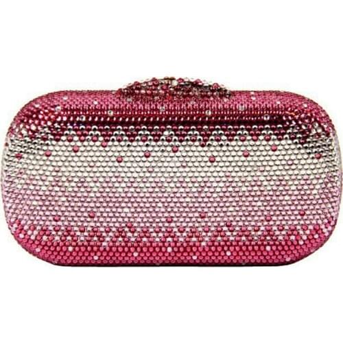 Red/Brown Color Full Crystals Party Handbags Luxury Women Dinner Clutch Bags Mini Pochette Ladies Banquet Diamond Purse