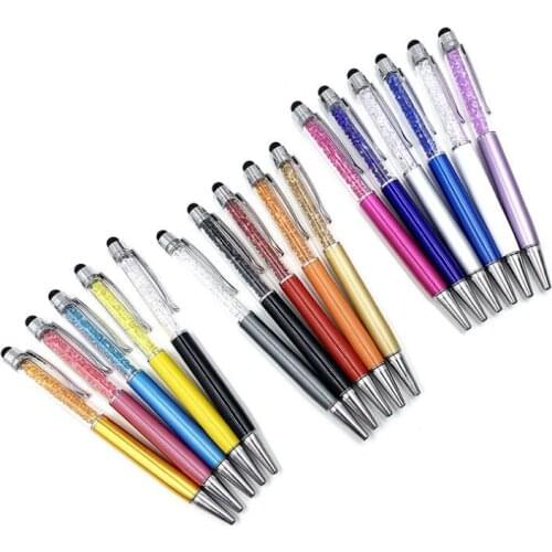 Creative 24 Color Bling Crystal Ballpoint Pen Pilot Stylus Touch Pen for Writing Stationery Student Gift LX1150