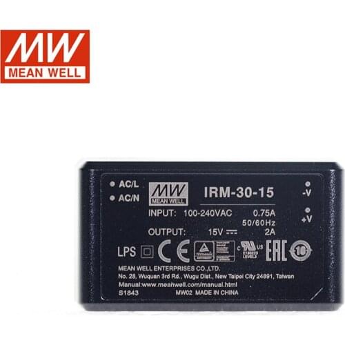 MEAN WELL IRM-30-15 30W PCB assemble Encapsulated Power Module 110V/220V AC to 15V DC 2A Meanwell Module type Power Supply PSU