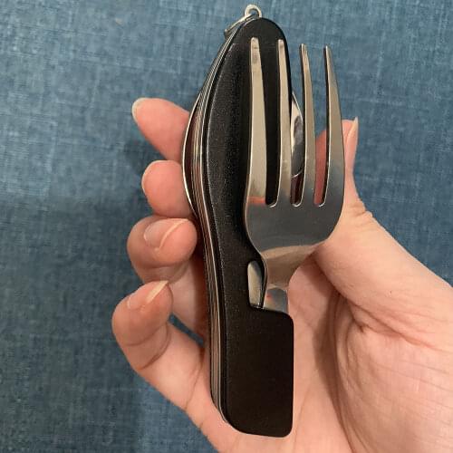 Camping Multifunction Fork Tableware 3 In1 Portable Stainless Steel Knife Spoon Folding Kit for Outdoor Picnic Tool