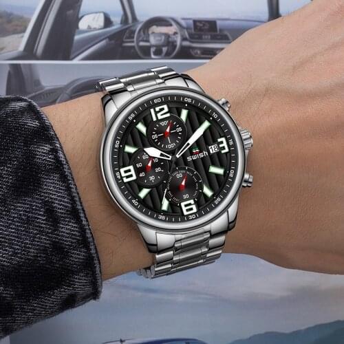 2020 Mens Chronograph Wristwatch SWISH Brand Luxury Business Calendar Clock Casual Sports Military Quartz Watch Male Reloj