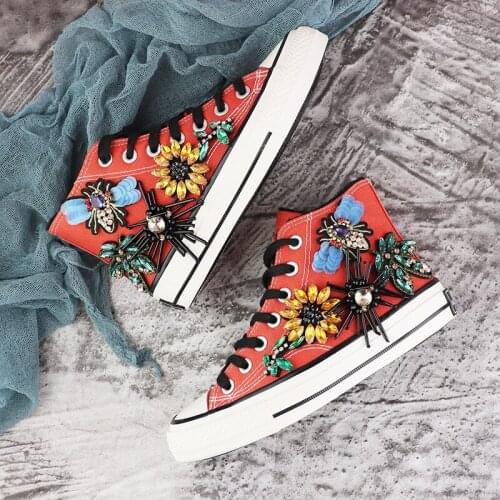 Winter new heavy industry high-top canvas shoes plus velvet cotton shoes rhinestone cotton boots womens shoes