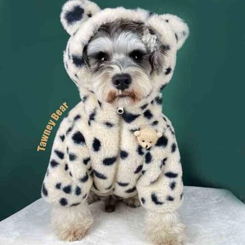 Dog clothes autumn and winter thicken warm spotted plush coat small and medium-sized dogs Schnauzer Teddy cat pet outfit