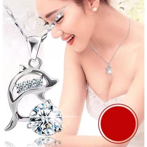 Necklace female clavicle chain European and American simple dolphin crystal pendant new jewelry birthday gift for girlfriend