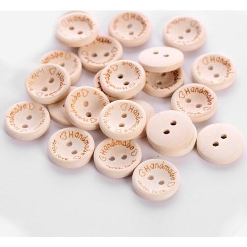 Bursting 15MM bowl carving handmade love love wood button 100pcs/ bag