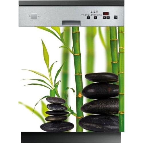 Wholesale 3D Art Zen Bamboo Stones SelfAdhesive Dishwasher Refrigerator Freeze Sticker Kids Art Fridge Door Cover Wallpaper
