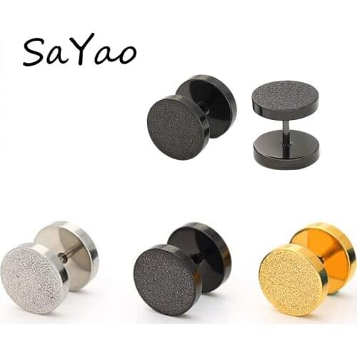 SaYao 2 Piece Stainless Steel Earring Studs Earrings Polished Round Barbell Earring Body Jewelry Stud