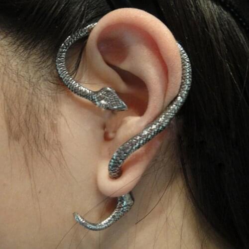 Fashion Punk Style Twining Snake Shape Earrings Stud Cuff Earrings for Women Style Jewelry