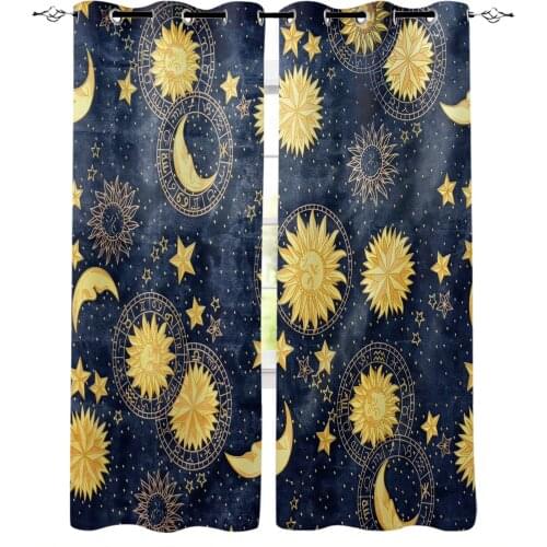 Sun Moon Universe Sky Blackout Curtain Living Room Window Curtain Childrens Blackout Curtains for The Bedroom