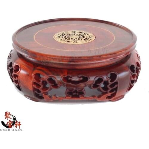 Special rosewood carving rosewood carving handicraft circular base of real wood of Buddha stone vases, furnishing articles