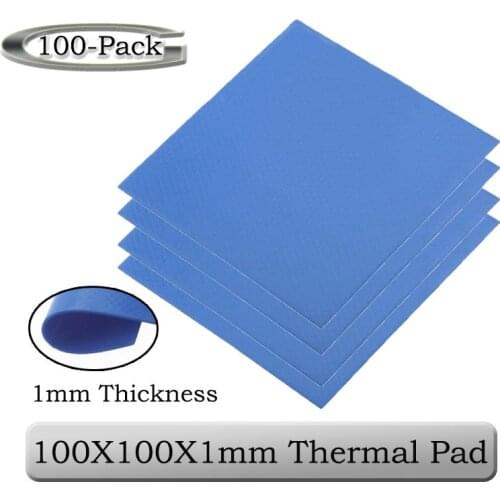 100 piece Gdstime 100mm x 100mm x 1mm 0.1cm Thickness Blue Thermal Conductive Silicone Pad 100x100mm CPU Heatsink Cooling Pad