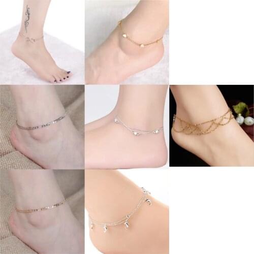 Heart Female Anklets Barefoot Crochet Sandals Foot Jewelry Leg New Anklets On Foot Ankle Bracelets For Women Leg Chain