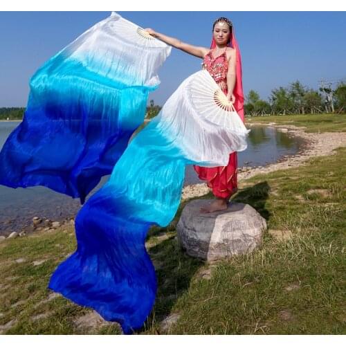 100% Silk Dance Stage Performance Props Dance Silk Fans 150x90cm Women Belly Dance Long Fans