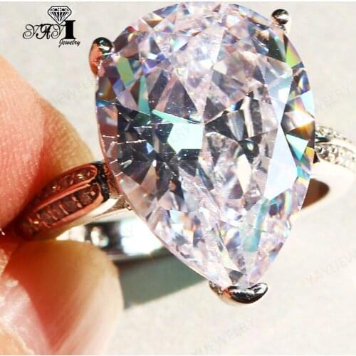 YaYI Jewelry Bohemia Huge Natural Moissanite Gemstones Zircon Stamped S925 Silver Color Engagement Wedding Lovers Precious Rings