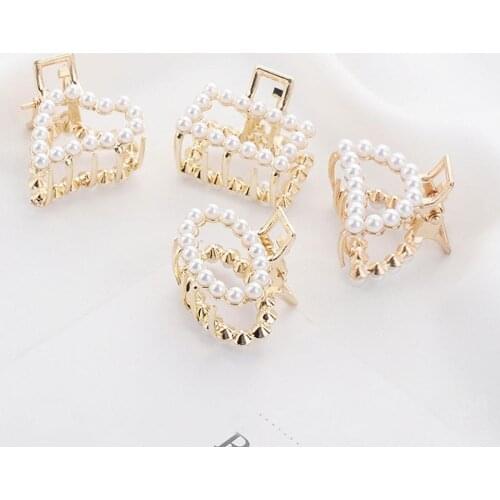 Geometric Gold Headwear Fashionable Women Simple Artificial Pearl Alloy Hair Claw Girls Sweet Hair Pin Clips Hair Accessories