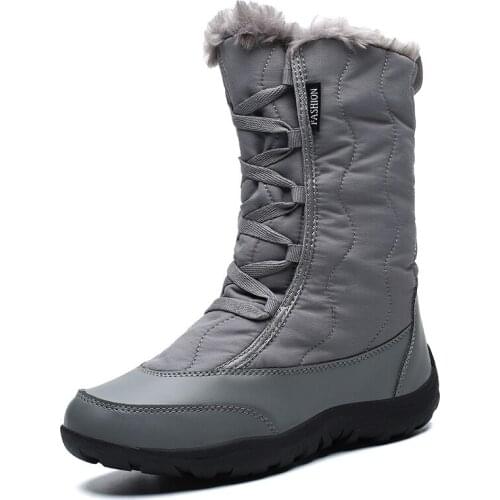 Snow Boots Womens 2019 Winter New High Top Warm With Plush Lace Up Shoes Female Outdoor Travel Skiing Waterproof Boots WB056