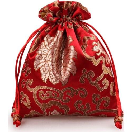 1pc 16*19cm flower draw pocket Silk Sachet bag jewelry beads collectables small bags jewelry bag