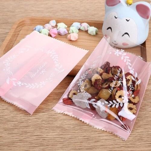 100pcs Finger Biscuit Cookie Chocolate Garland Bags Plastic Gift DIY Packaging Cupcake Self Adhesive Candy Dragees for Wedding
