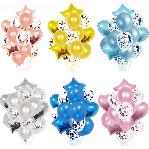 14pcs Multi Wedding Balloon Confetti Balloon Heart Star Balloons Birthday Valentines Day Party Decoration Kids Adult Air globos