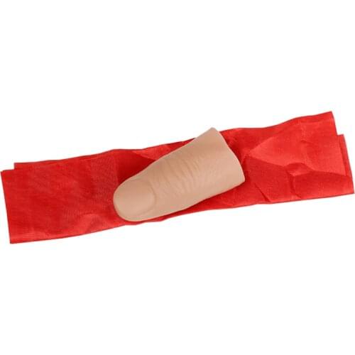High Quality 2pc Red Silk With 2pc Soft Thumb Tip Finger Fake Magic Trick Close Up Vanish Appearing Finger Tricks Toys