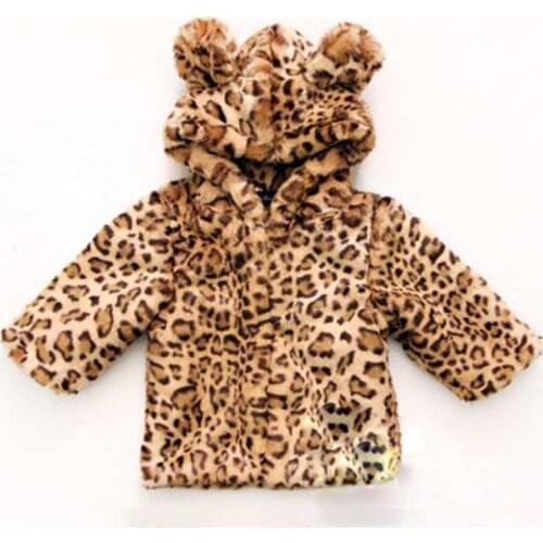 2018 Winter Infant Baby Girl Clothes Faux Rabbit Fur Thick Warm Coat Children Kids Jacket Xmas Snowsuit Leopard Print Outerwear