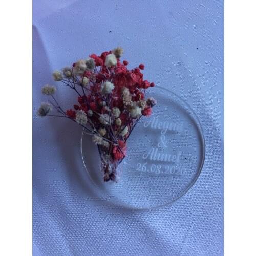 25 adet isme özel söz nişan pleksi düğün seremoni magnet topper kuru bitki dekoratif mıknatıslı dağıtmalık hediyelikler