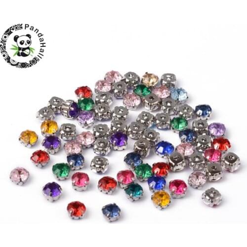 5/6/8mm Mixed Color Five-Holes Acrylic Rhinestone Montee Beads with Findings for Jewelry Making DIY Wholesale Hole:1~1.5mm