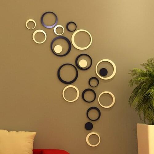 5sets 15cm 3D Acrylic Wall Stickers DIY Home Decoration Circles Wall Decals Round Ring Wallsticker Multi-Colors Art Poster Mural