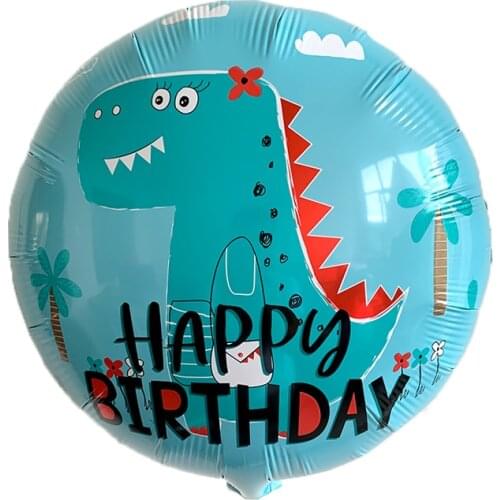7pc New Green dinosaur 18inch Foil Balloons Crown Cartoon Dinosaur Birthday Party Decoration kids toys Helium Globos baby shower