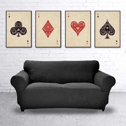 Abstract Wall Art Retro Ace Playing Cards Paintings Vintage Canvas Prints and Posters Living Room Bedroom Corridor Decoration