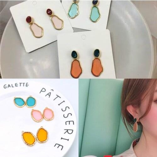 10pcs/lot Candy Color 25*16mm Geometry Shape Beads Charms For DIY Jewelry Earrings Accessories