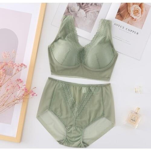 Women Lace Bra Sets Seamless Underwear Backless Vest Sexy Padded Bralette Lingerie Ultrathin Bra & Brief Sets Female Intimates