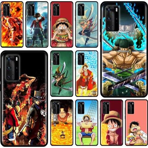One Piece Monkey D Luffy Case for Huawei P20 P40 Lite E P30 Pro P10 P Smart Z Plus 2019 Black Silicone Phone Shell Cover