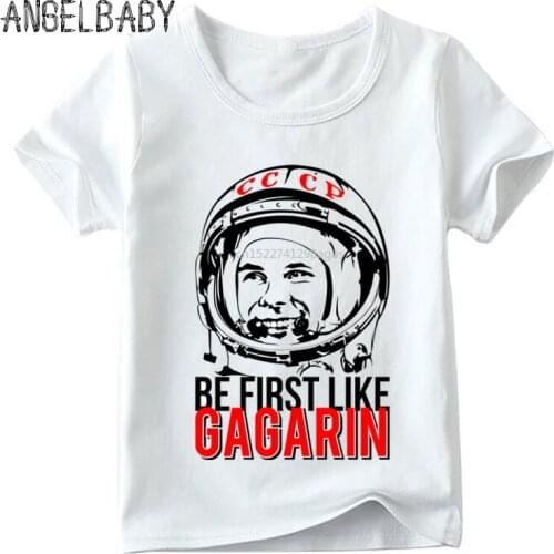 CCCP USSR Gagarin Print Boys T shirt Kids The Soviet Union Russia Space T-shirt Baby Girls Summer Short Sleeve Clothes,ooo2437