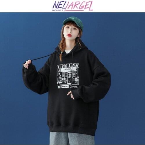 NELLARGEL Women Harajuku Y2k Designer Hoodies 2021 Female Vintage Japanese Streetwear Sweatshirts Girl Korean Fashion Sweatshirt