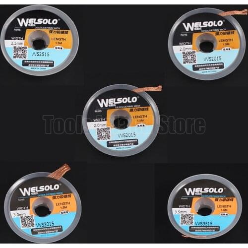 Length 1.5m Width 1.5 2.0 2.5 3.0 3.5mm Solder Wick Remover Desoldering Braid Solder Remover Sucker Flux Wick Cable Wire
