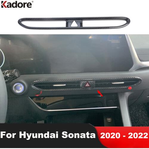 For Hyundai Sonata 2020 2021 Carbon Fiber Interior Central Middle Air Vent Cover Trim AC Outlet Frame Trims Car Accessories