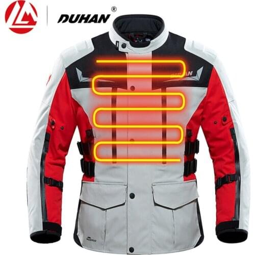 DUHAN USB Heating Jacket Winter Motorcycle Electric Heated Jacket Men Waterproof Touring Clothing Protective Gear