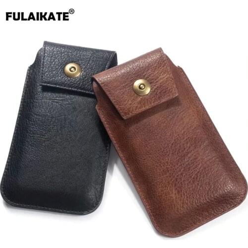 FULAIKATE 4.7-6.5" Striae Waist Bag for Mobile Phone Universal Pouch Portable Pocket for iPhone Xs Max Case Mens Business Bags