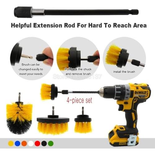 Electric Scrubber Brush Drill Kit Plastic Round Cleaning For Carpet Glass Car Tires Nylon Brushes Scrub Pads Piece Power - All